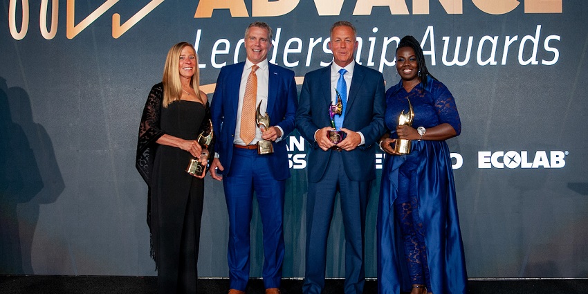 This year’s Restaurants Advance Leadership Award winners are, from left, Sue Petersen, Carl Sobocinski, Mike Hickey, and Lakisha Hunter.