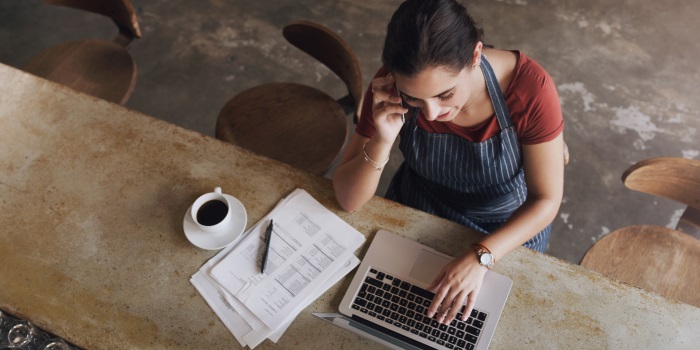 Woman using a laptop