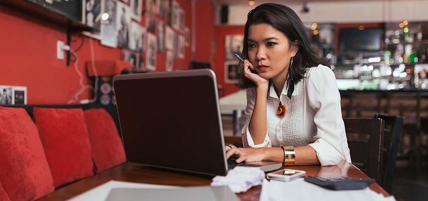Woman using laptop