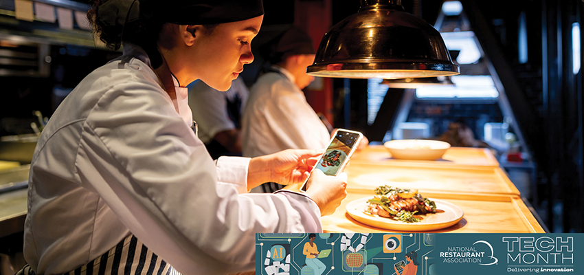 Chef taking a photo of a dish