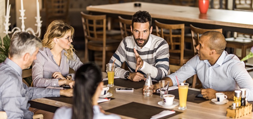 Group of people at a restaurant table