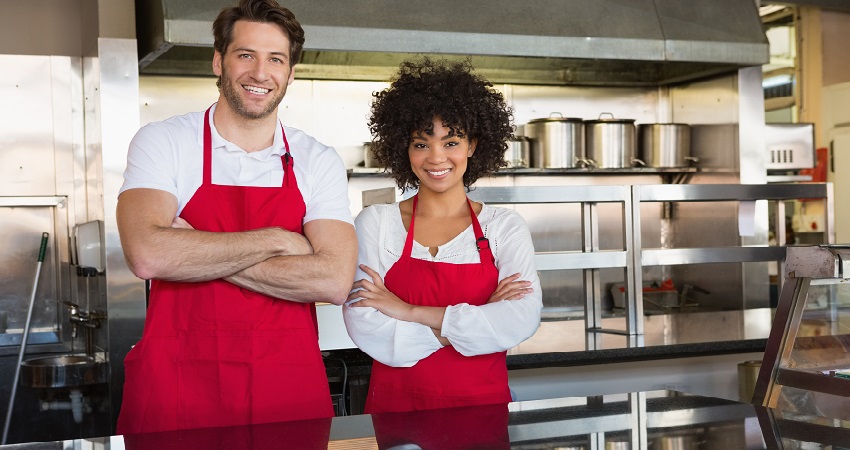 Restaurant employees a man and a woman