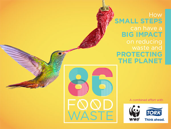 Hummingbird sipping from red pepper - 86 Food Waste reduction program