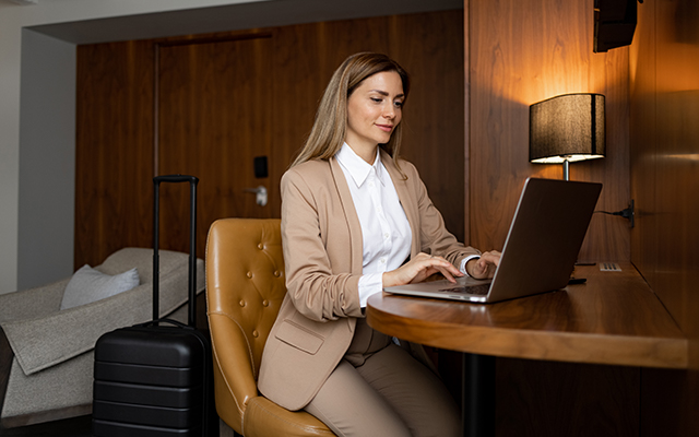 Woman using a laptop